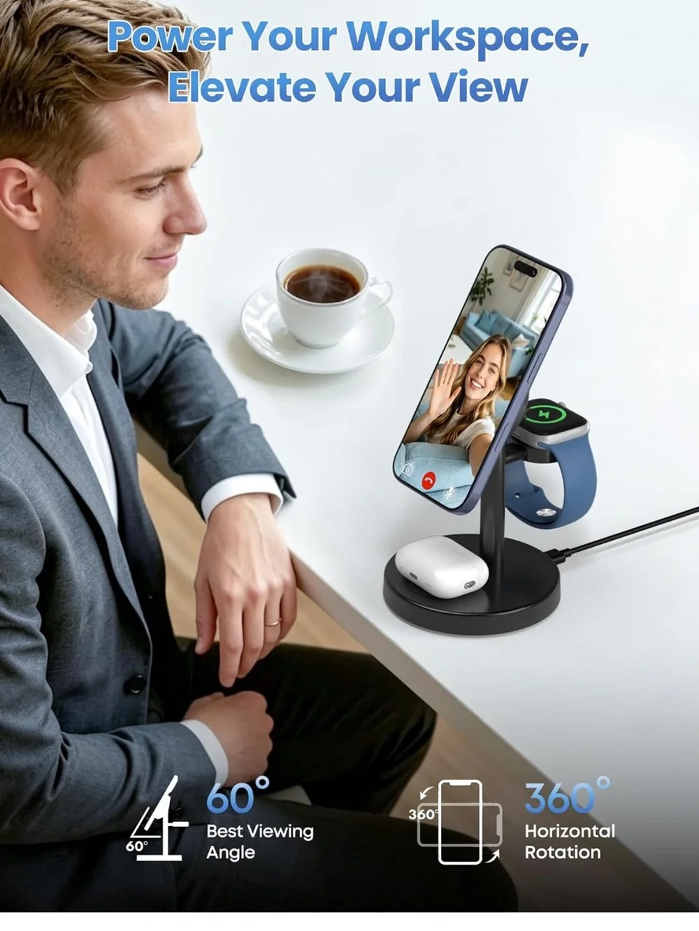 3 in 1 fast wireless charging station for apple 15W strong magnetic charging